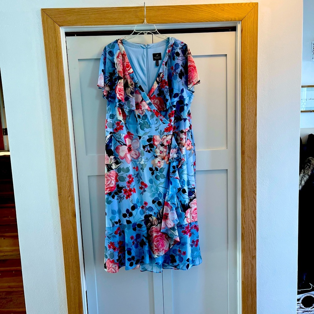 Adrianna Papell Chiffon Dress . Flower Print perfect for a summer event .